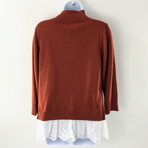 Roller Rabbit Womens Sweater Cashmere Blend 2fer Mock Neck 3/4 Sleeve Sz M - Picture 6 of 11